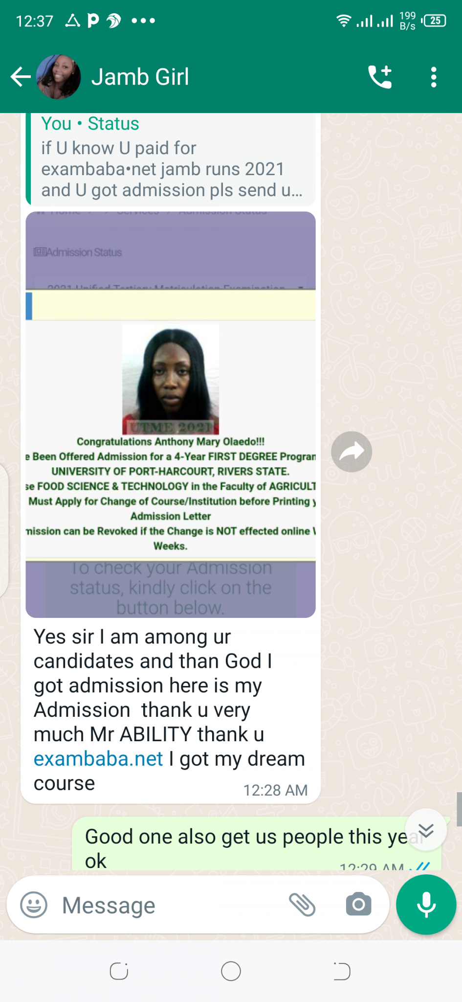 SEE SOME OF OUR PAST CANDIDATES JAMB RESULTS TESTIMONIES AND ADMISSION